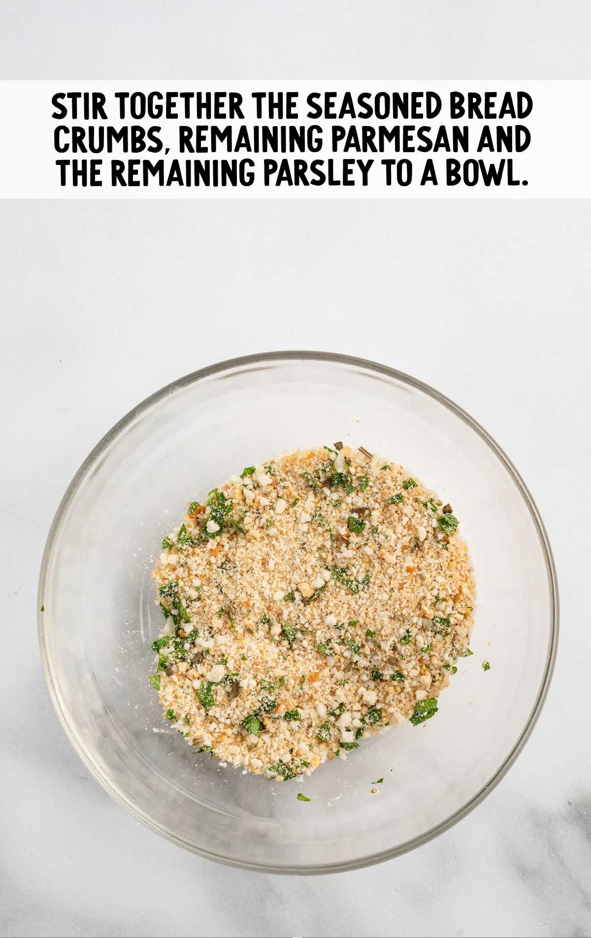 seasoned breadcrumbs, grated parmesan, fresh parsley combined in a bowl