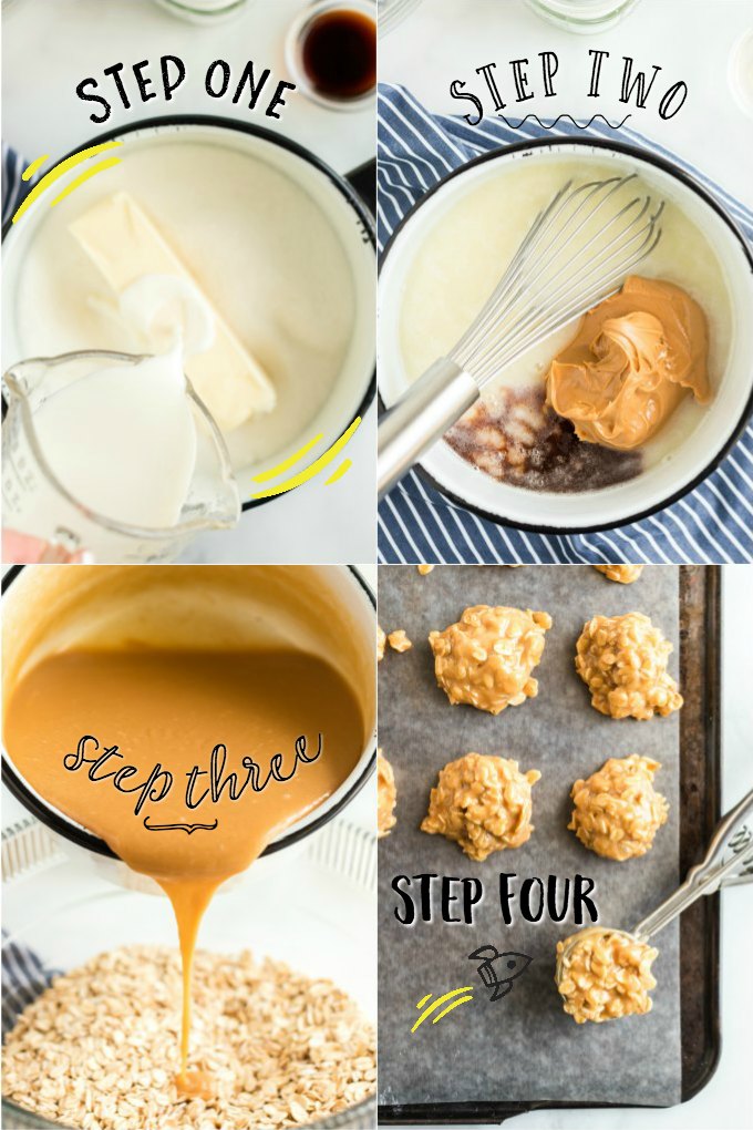 steps for making peanut butter no bake cookies