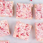 close up overhead shot of Candy Cane Fudge