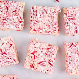 close up overhead shot of Candy Cane Fudge