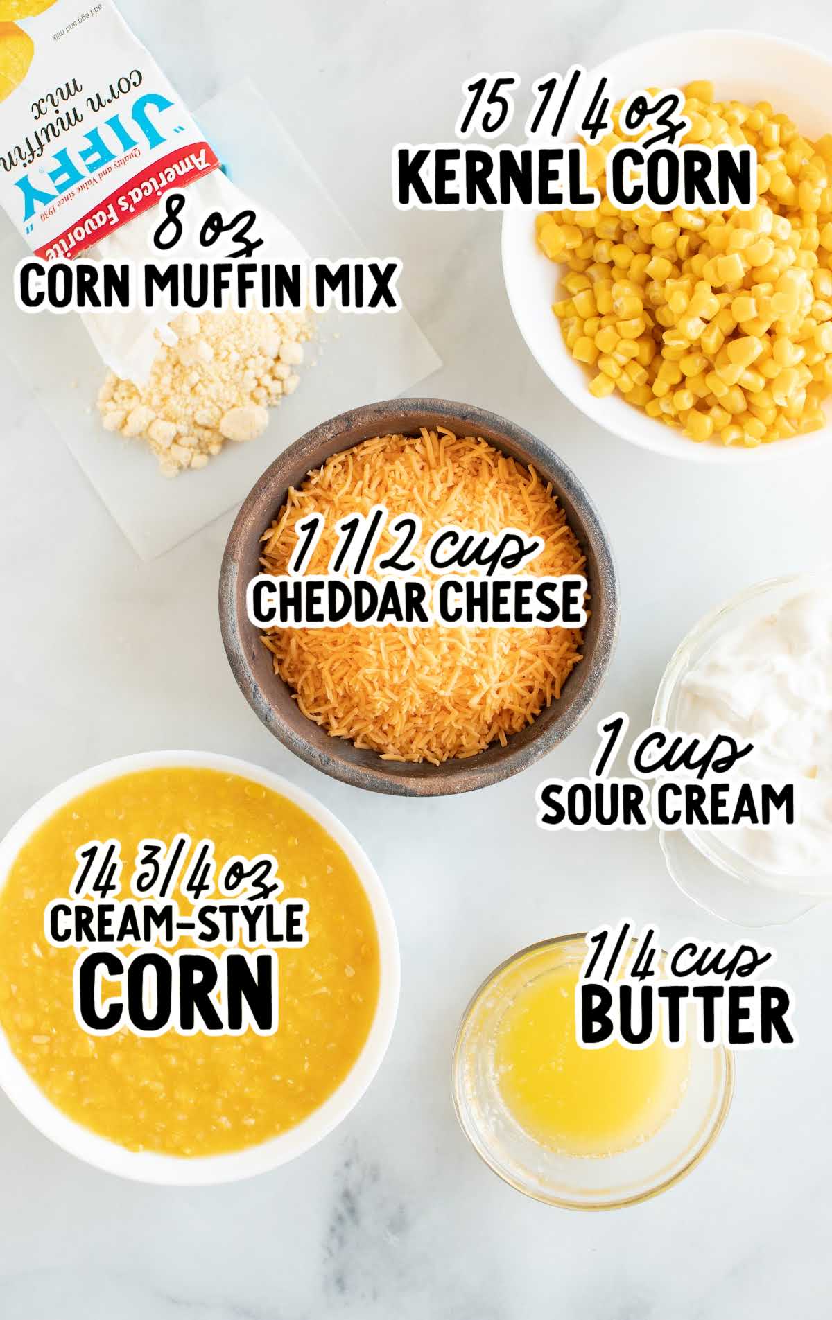 Corn Casserole raw ingredients that are labeled