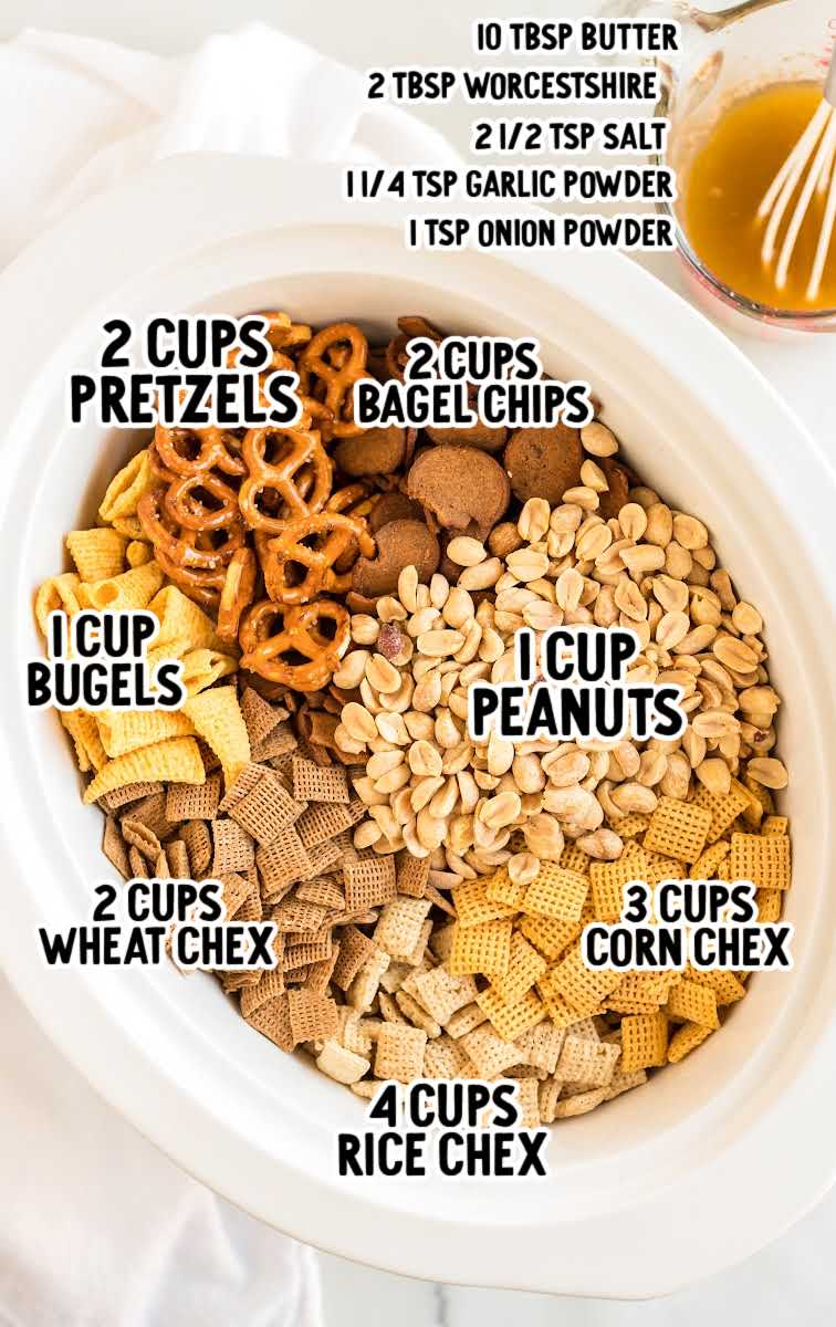 Crockpot Chex Mix raw ingredients that are labeled