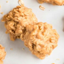 close up shot of Peanut Butter No-Bake Cookies