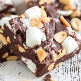 close up shot of a bunch of Rocky Road Fudge