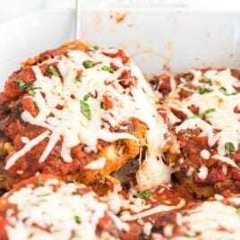close up of chicken parmesan
