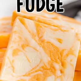 close up shot of a plate of Creamsicle Fudge