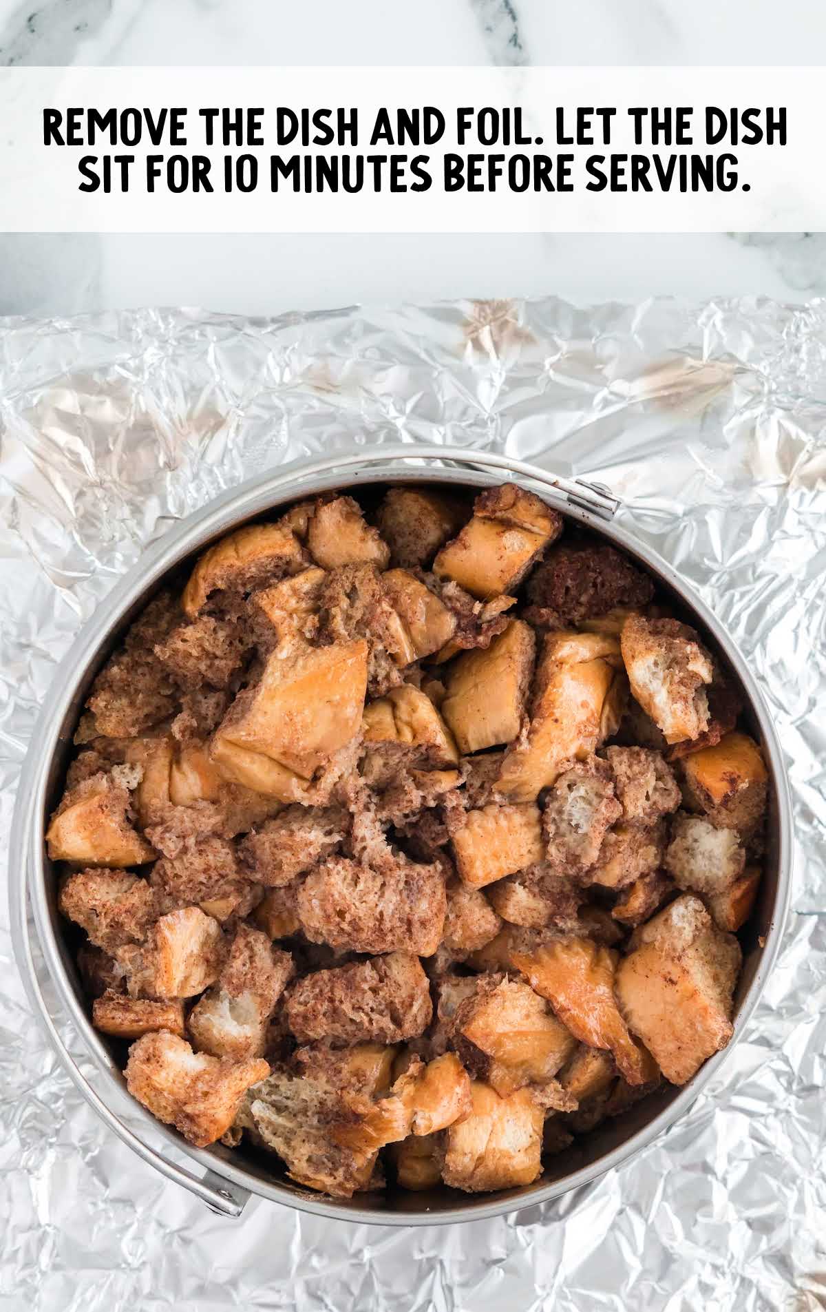 French toast pieces in a crockpot