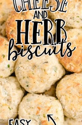 close up overhead shot of cheese and herb biscuits