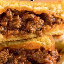 close up shot of a plate of Grilled Cheese Sloppy Joes