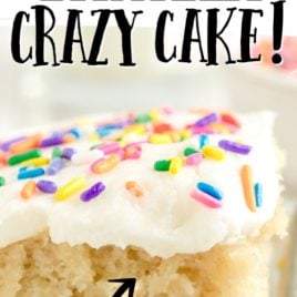 vanilla crazy cake with sprinkles