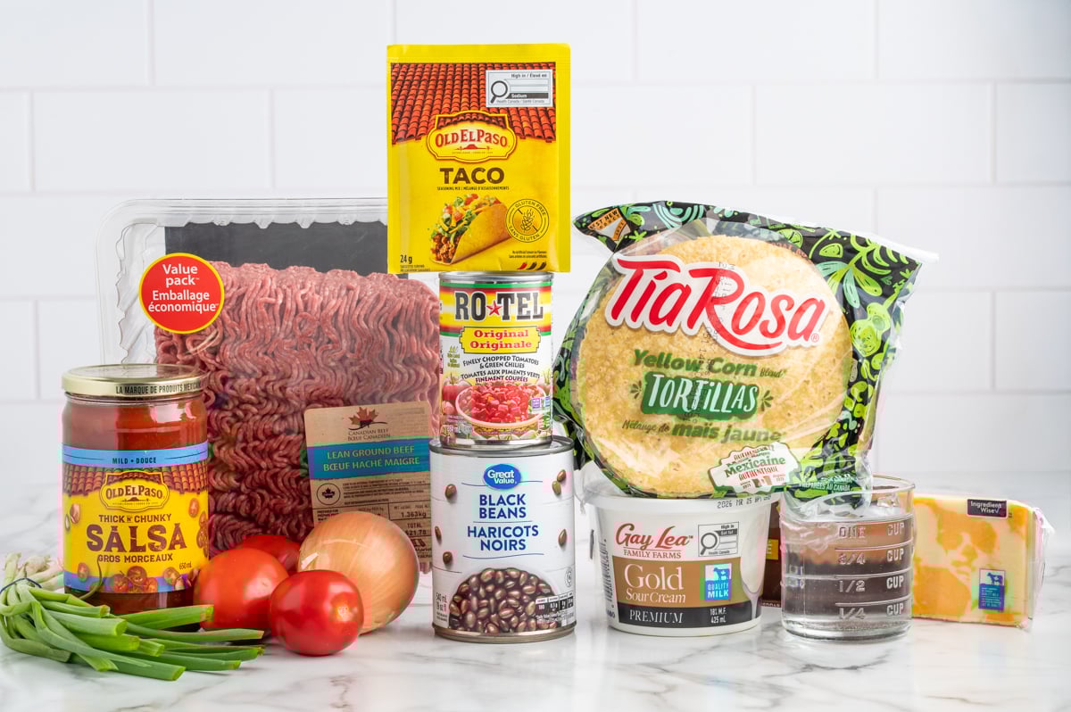 raw ingredients to make mexican casserole