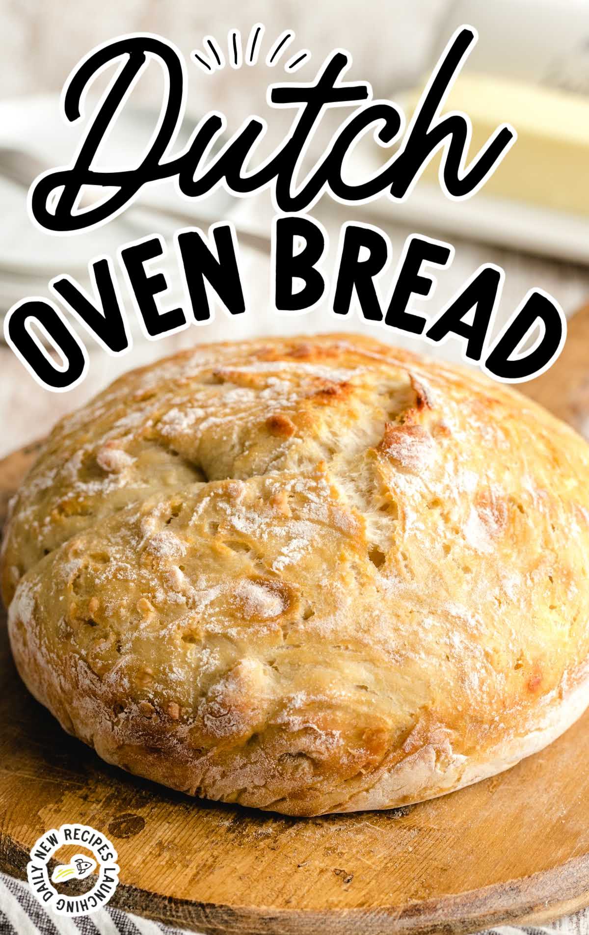 Quick No Knead Bread for Dutch Oven - 4 Ingredients! - The Busy Baker