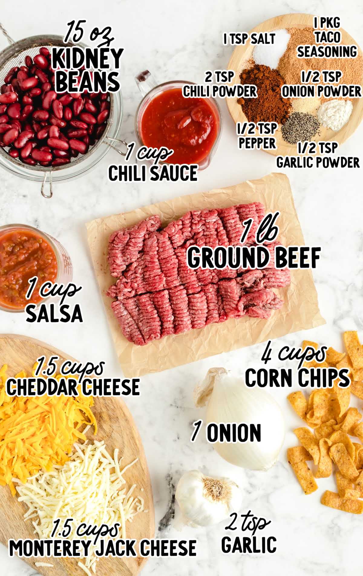 Frito Pie raw ingredients that are labeled