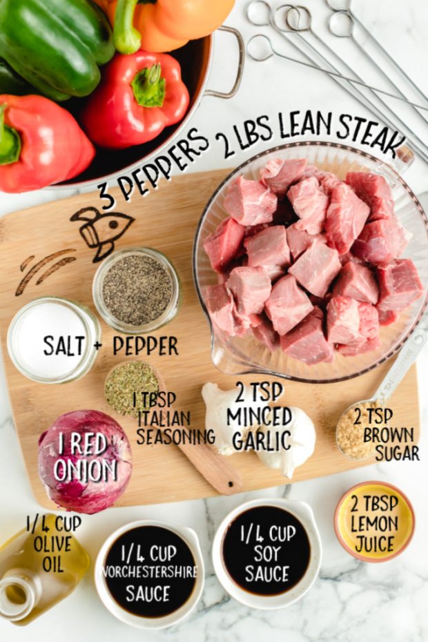 beef shish kabobs raw ingredients that are labeled
