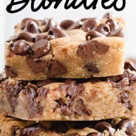 close up shot of bars of Blondies stacked on top of each other