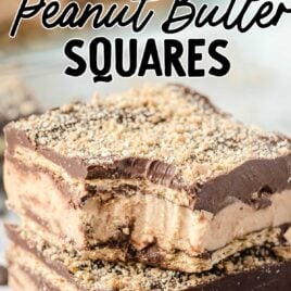 close up shot of Disneyland Peanut Butter Squares stacked on top of each other