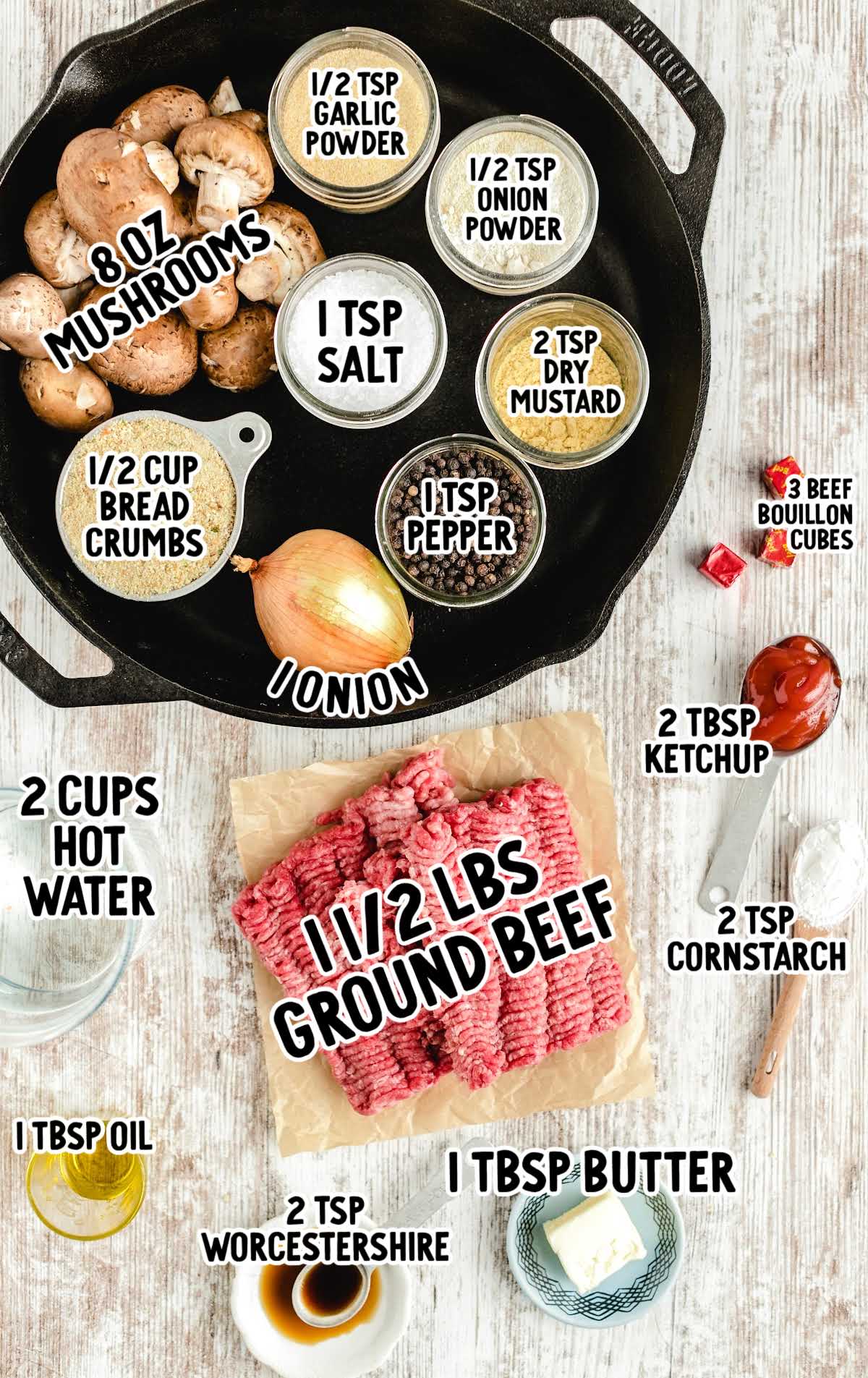 Salisbury Steak raw ingredients that are labeled