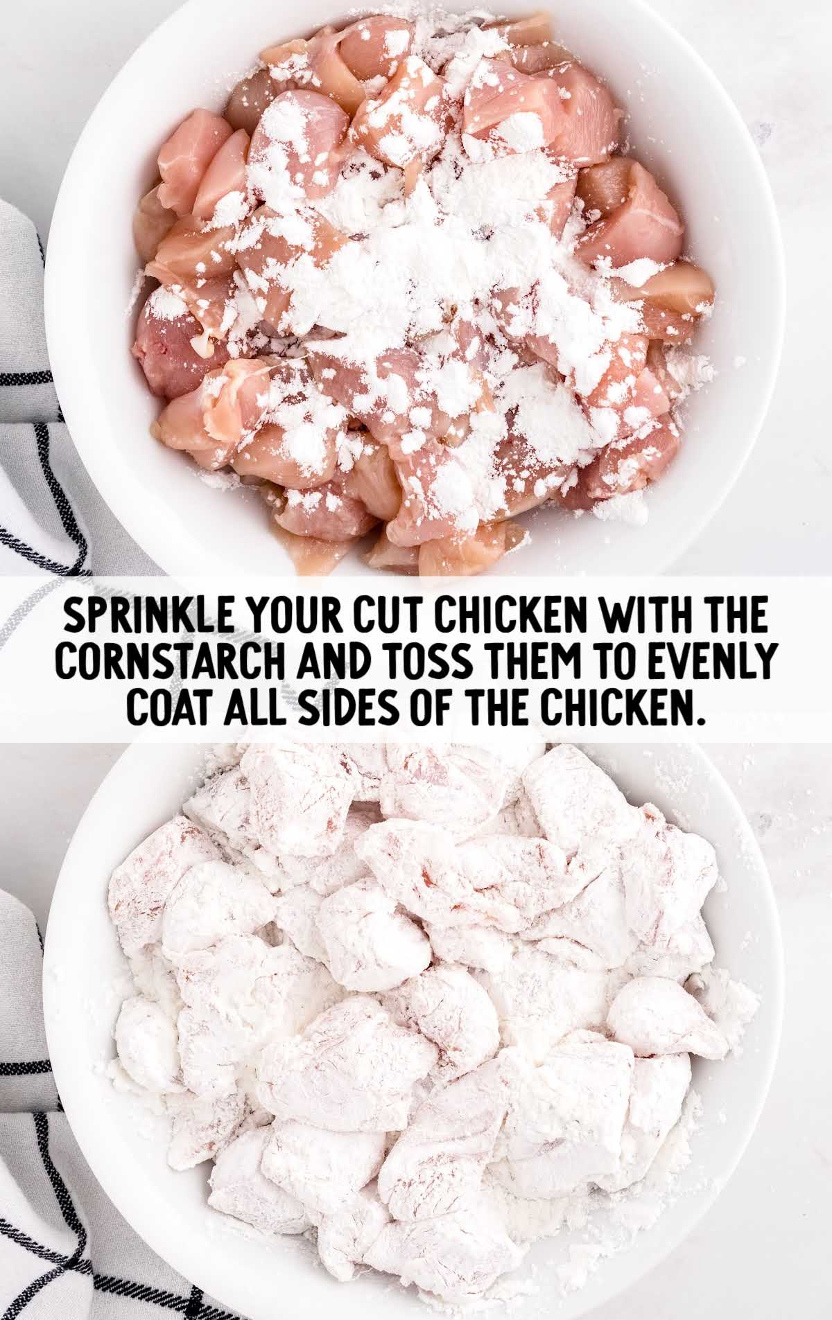 toss chicken with the cornstarch in a bowl