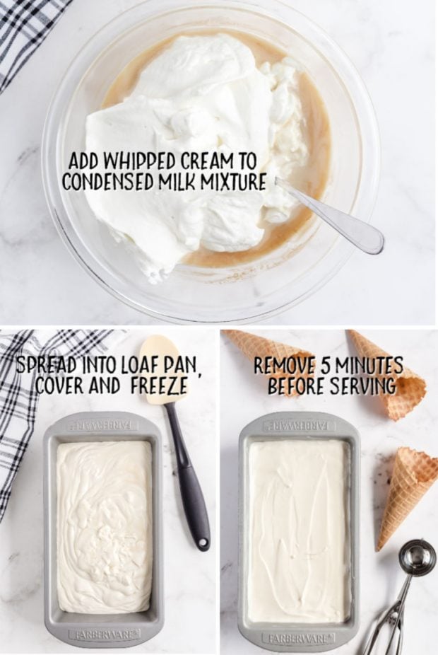A tray of food, with Cream and Ice