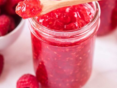 Easy Raspberry Freezer Jam - Sula and Spice