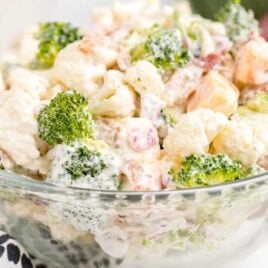 Broccoli Cauliflower Salad in a bowl