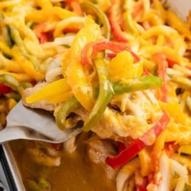 Chicken Fajita Casserole in a baking dish