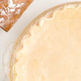 close up overhead shot of a Pie Crust in a dish