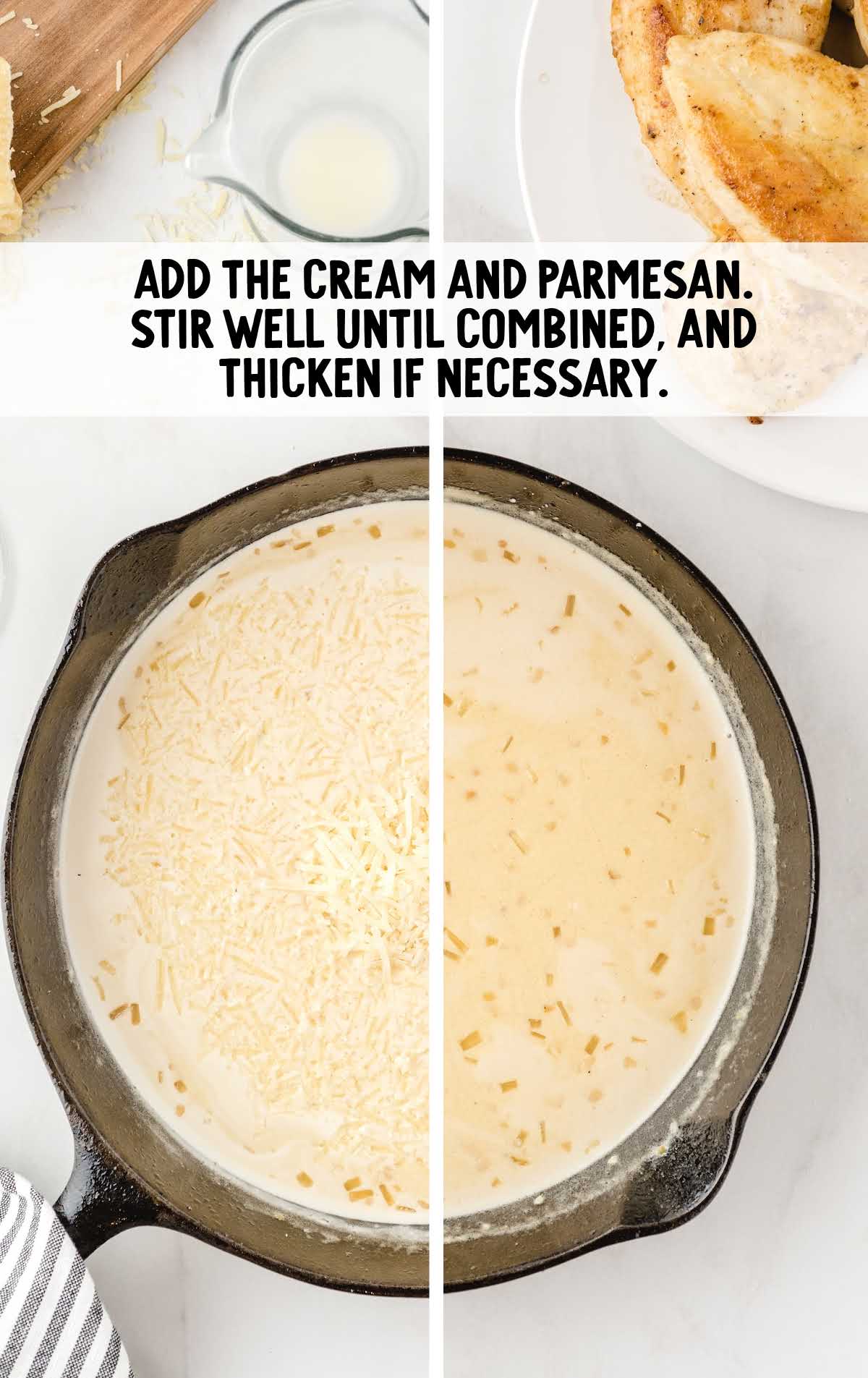 cream and parmesan cooked in a skillet