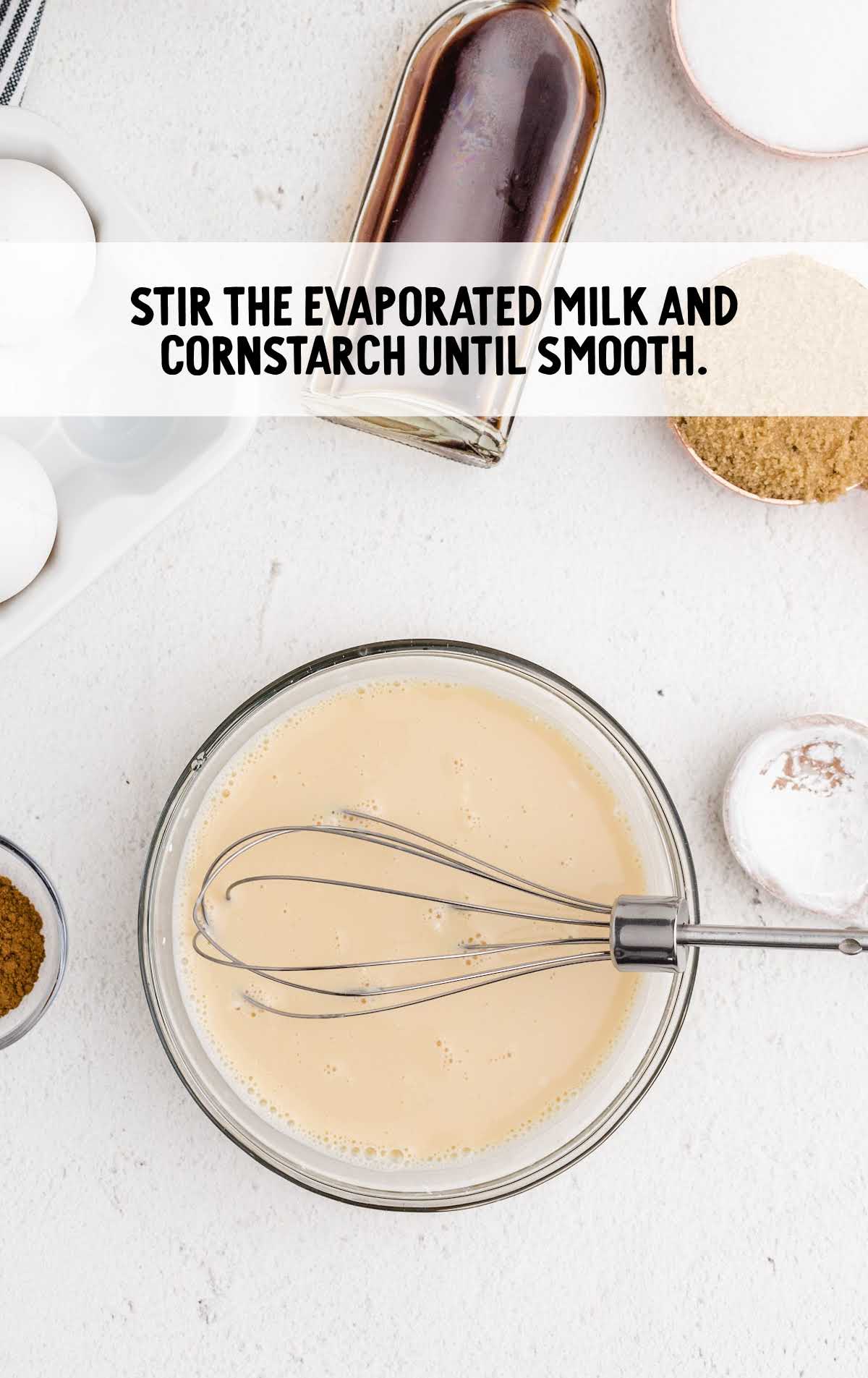 evaporated milk and cornstarch whisked in a bowl