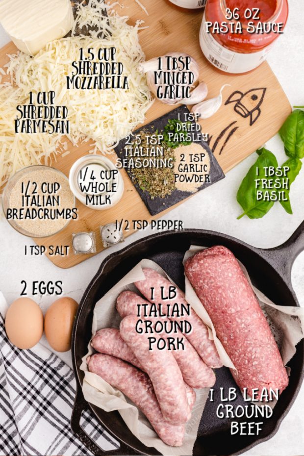 meatball parmesan raw ingredients that are labeled
