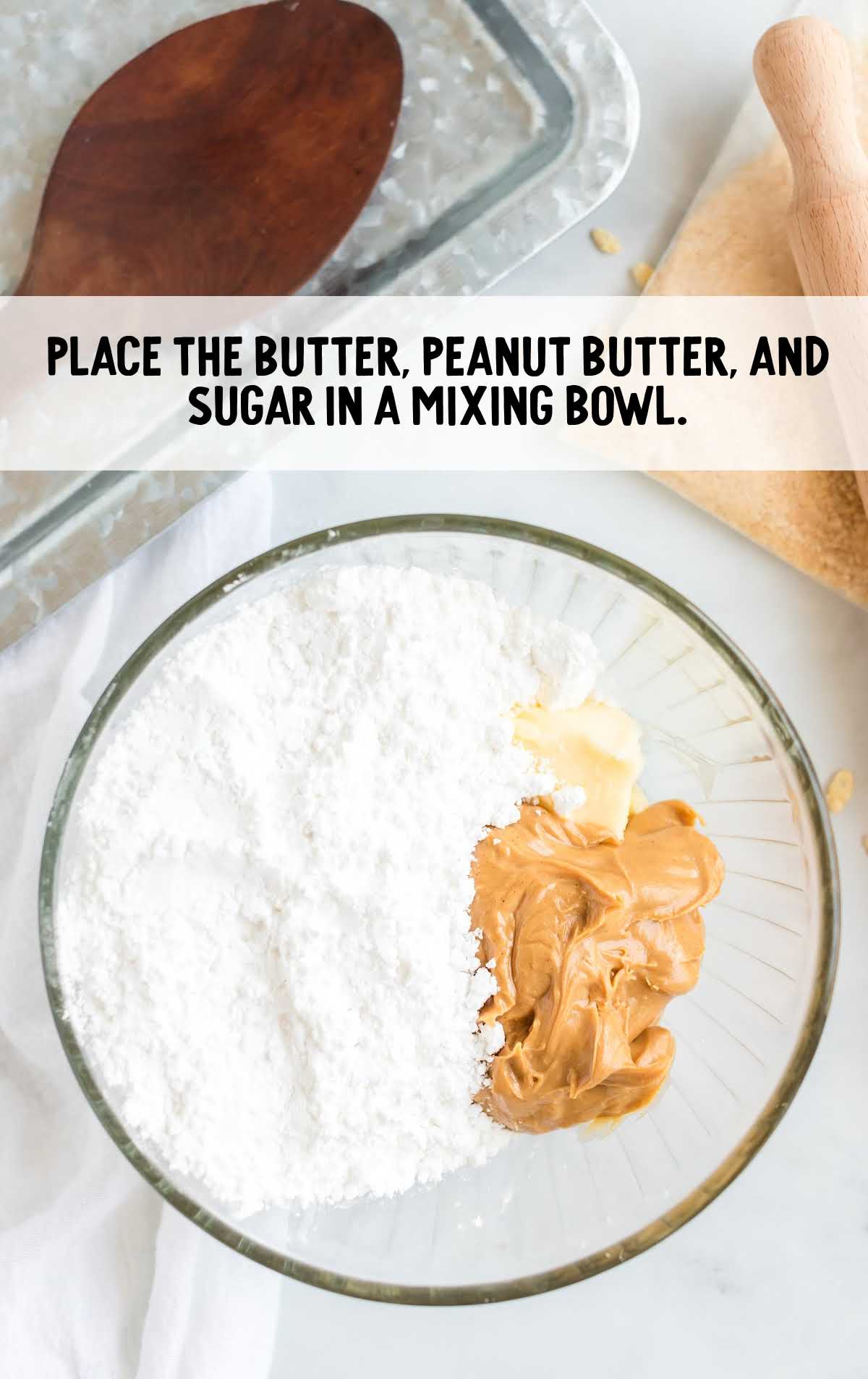 Peanut Butter Balls process shot of ingredients in a bowl