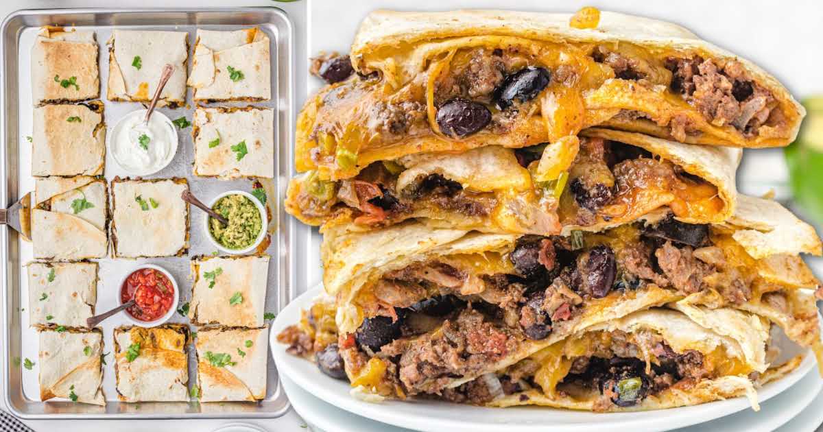 Double Decker Sheet Pan Quesadillas - Homemade on a Weeknight