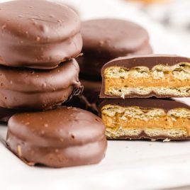 close up shot of Chocolate Peanut Butter Ritz Cookies