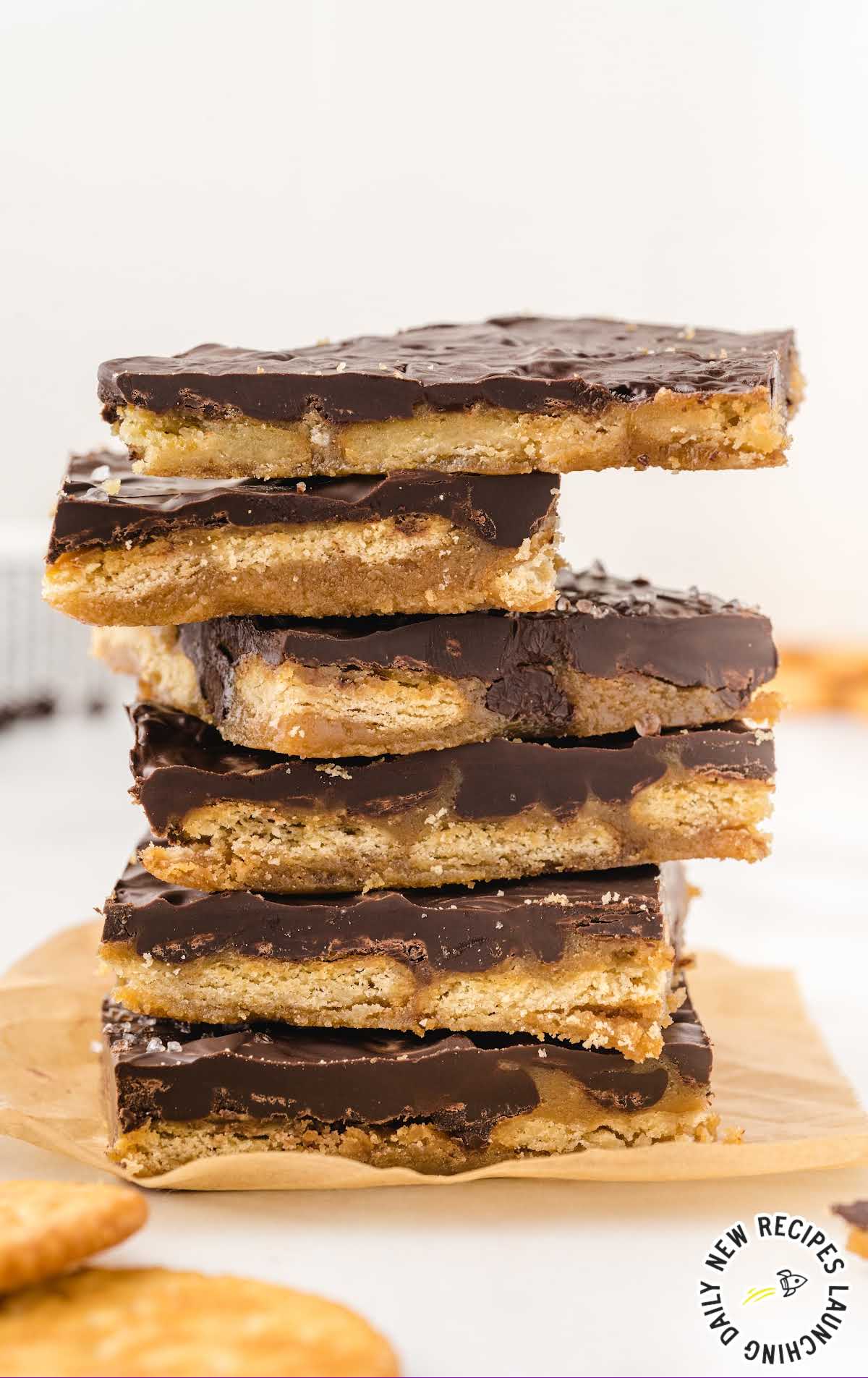 Ritz Cracker Toffee stacked on top of each other