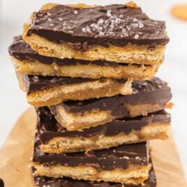 Ritz Cracker Toffee stacked on top of each other