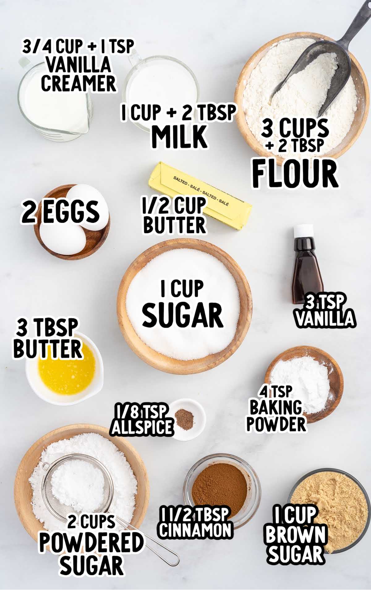 cinnamon roll cake raw ingredients that are labeled
