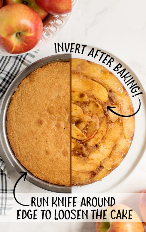 A bowl of fruit on a plate, with Apple and Cake