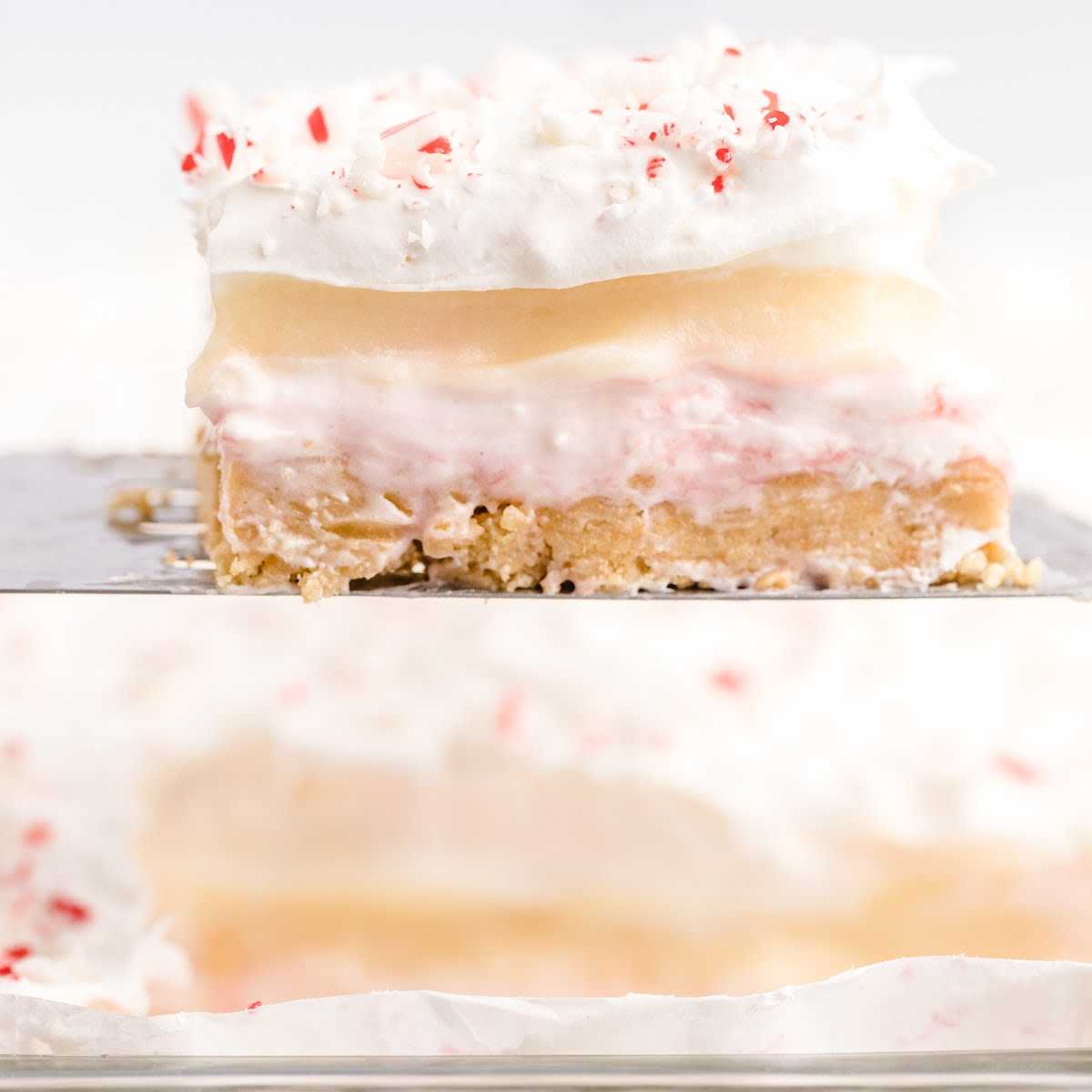 close up shot of candy cane dessert