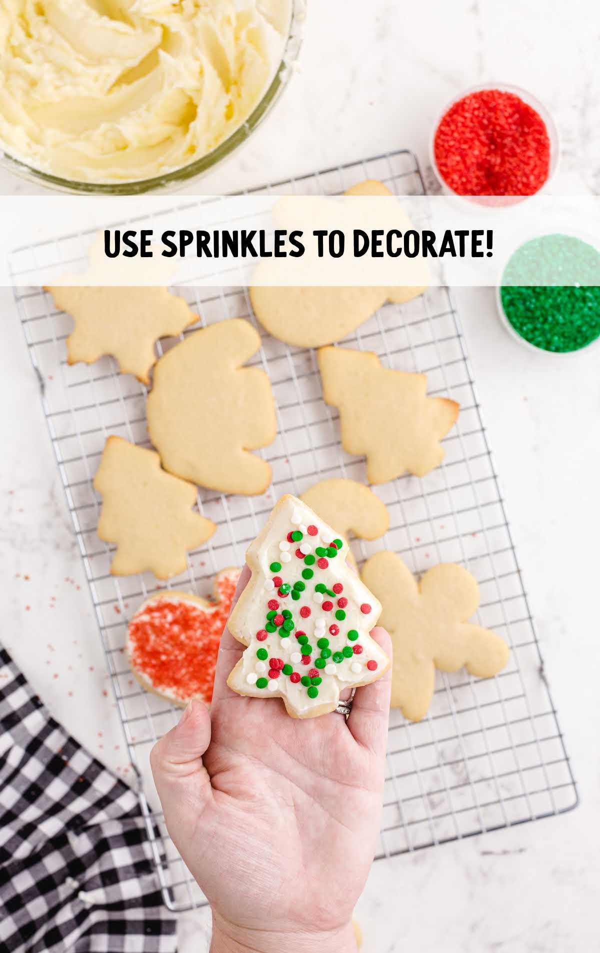 sprinkles sprinkled on the cookies