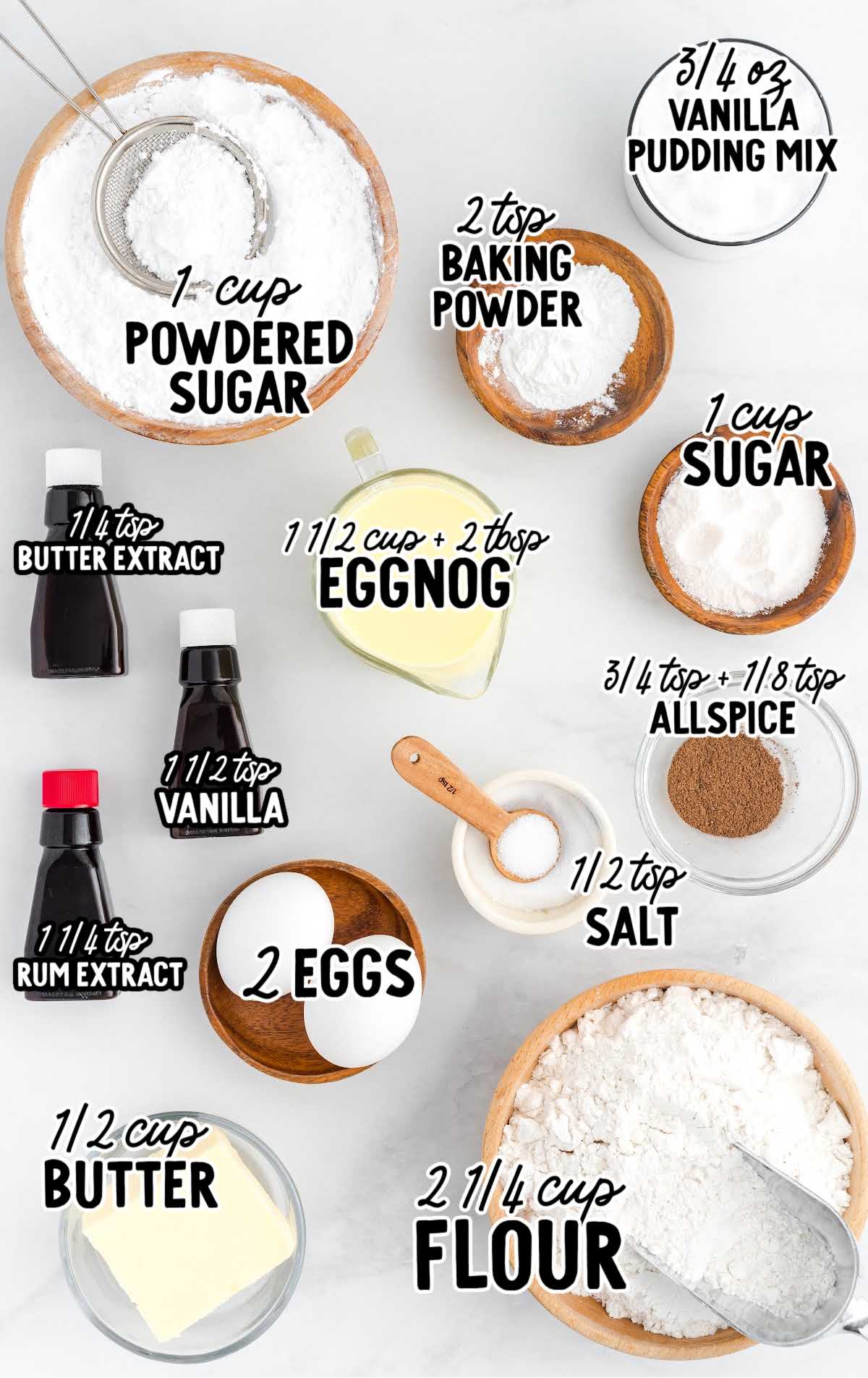 Eggnog Bread raw ingredients that are labeled