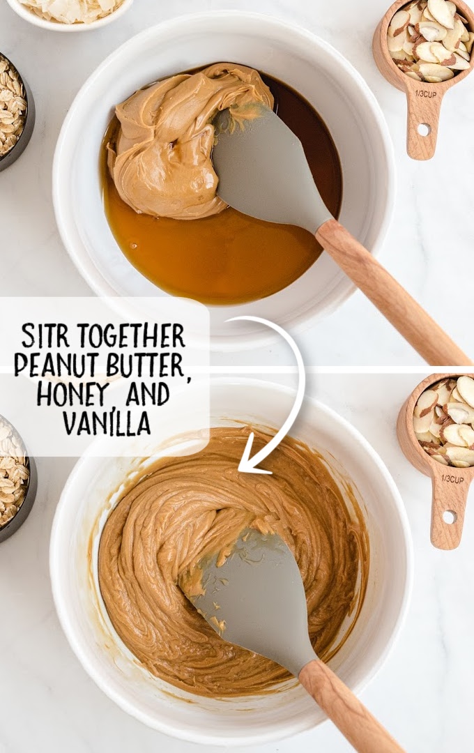 peanut butter, honey, vanilla stirred together 