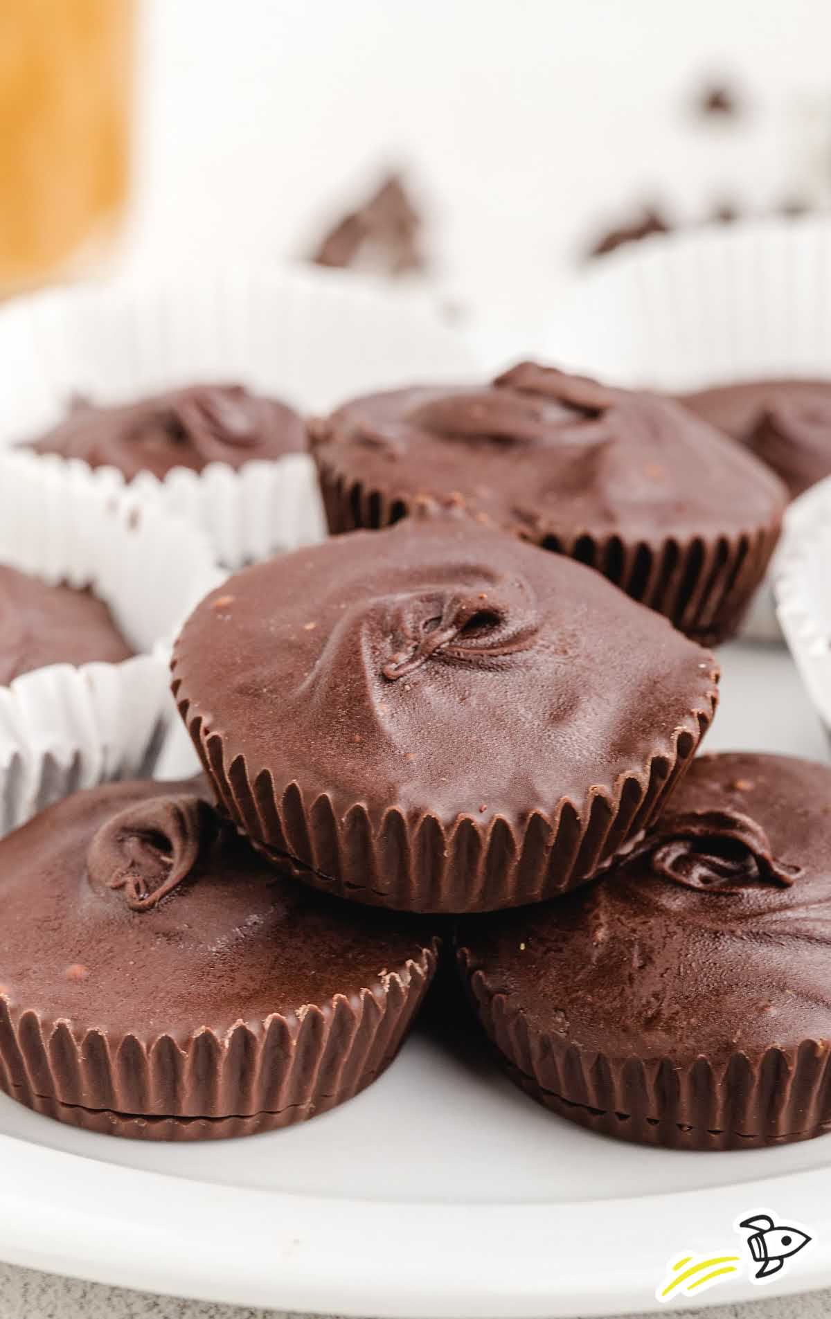 homemade peanut butter cups piled on top of each other