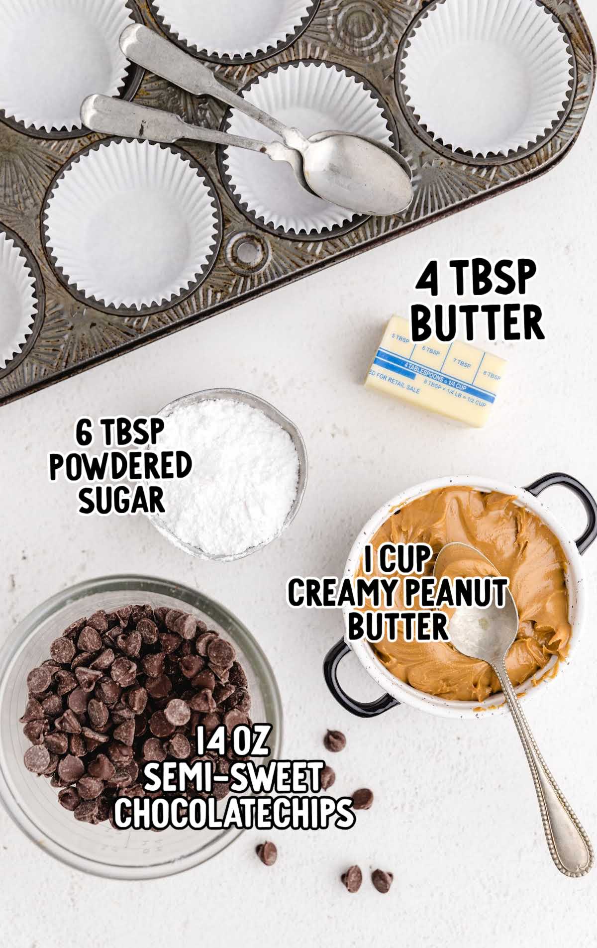 Homemade Peanut Butter Cups raw ingredients that are labeled