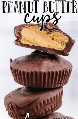 homemade peanut butter cups stacked on top of each other
