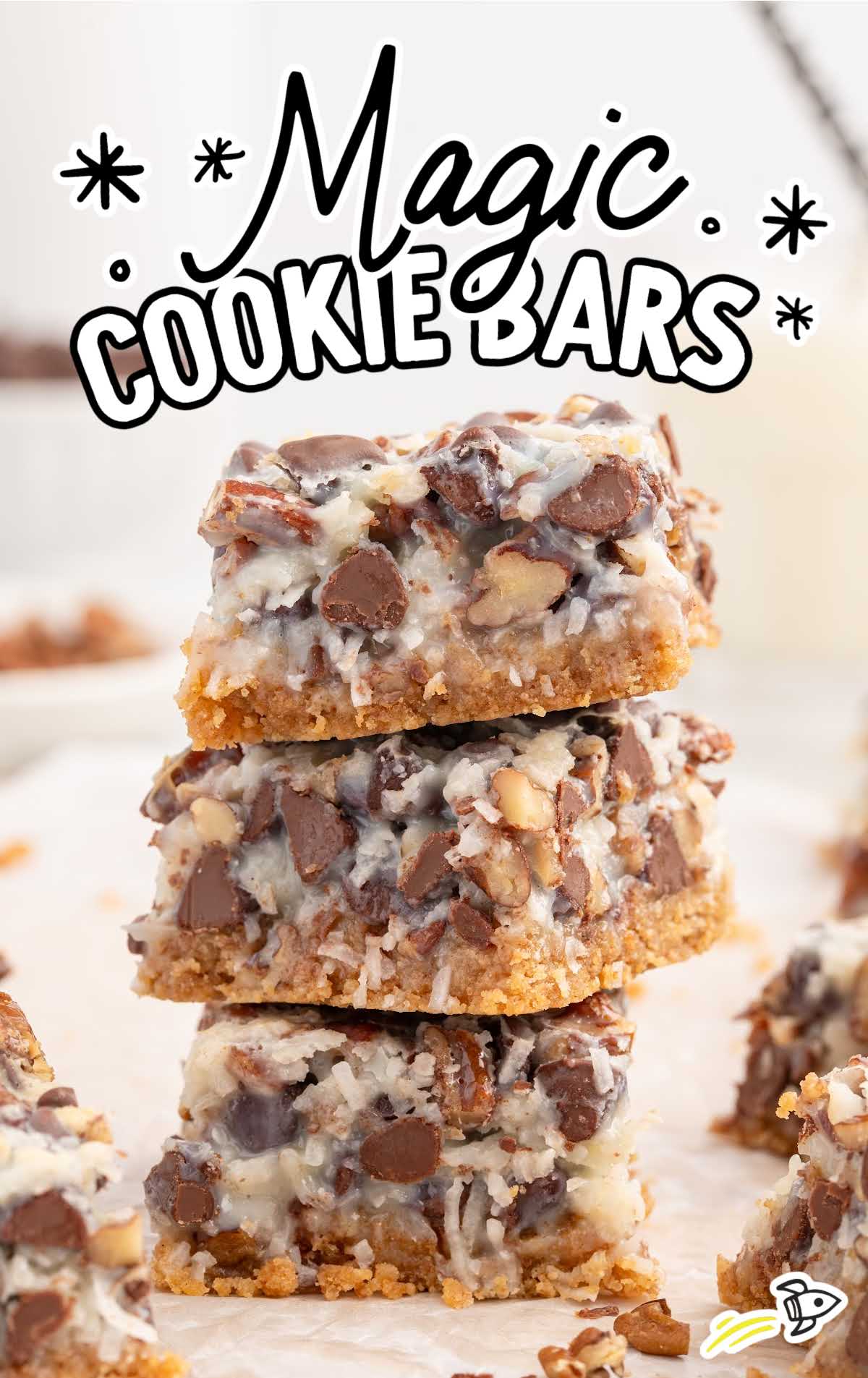 Magic Cookie Bars stacked on top of each other