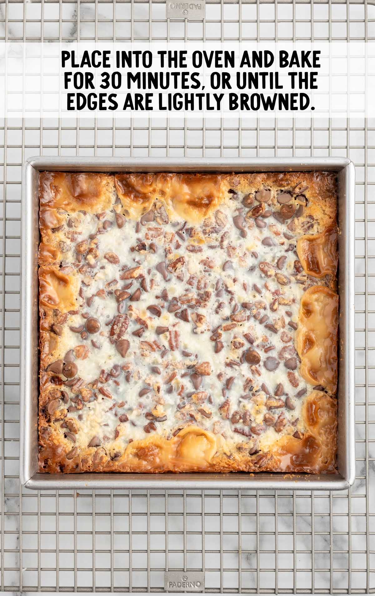 cookie bars baked in a baking dish