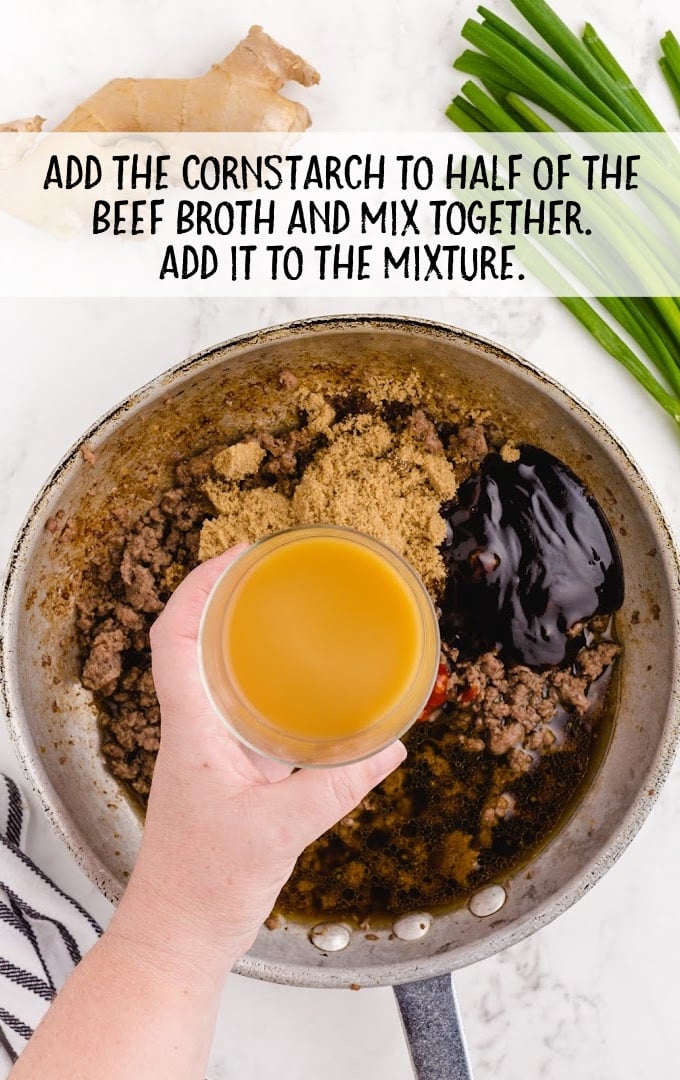 Mongolian beef and noodle process shot
