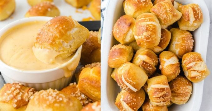 Soft Pretzel Bites with Cheddar Sauce - Spaceships and Laser Beams