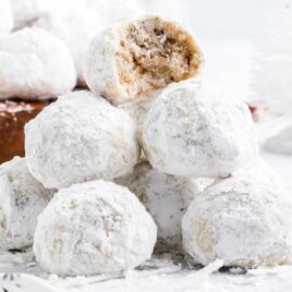 close up shot of a bunch of Snowball Cookies