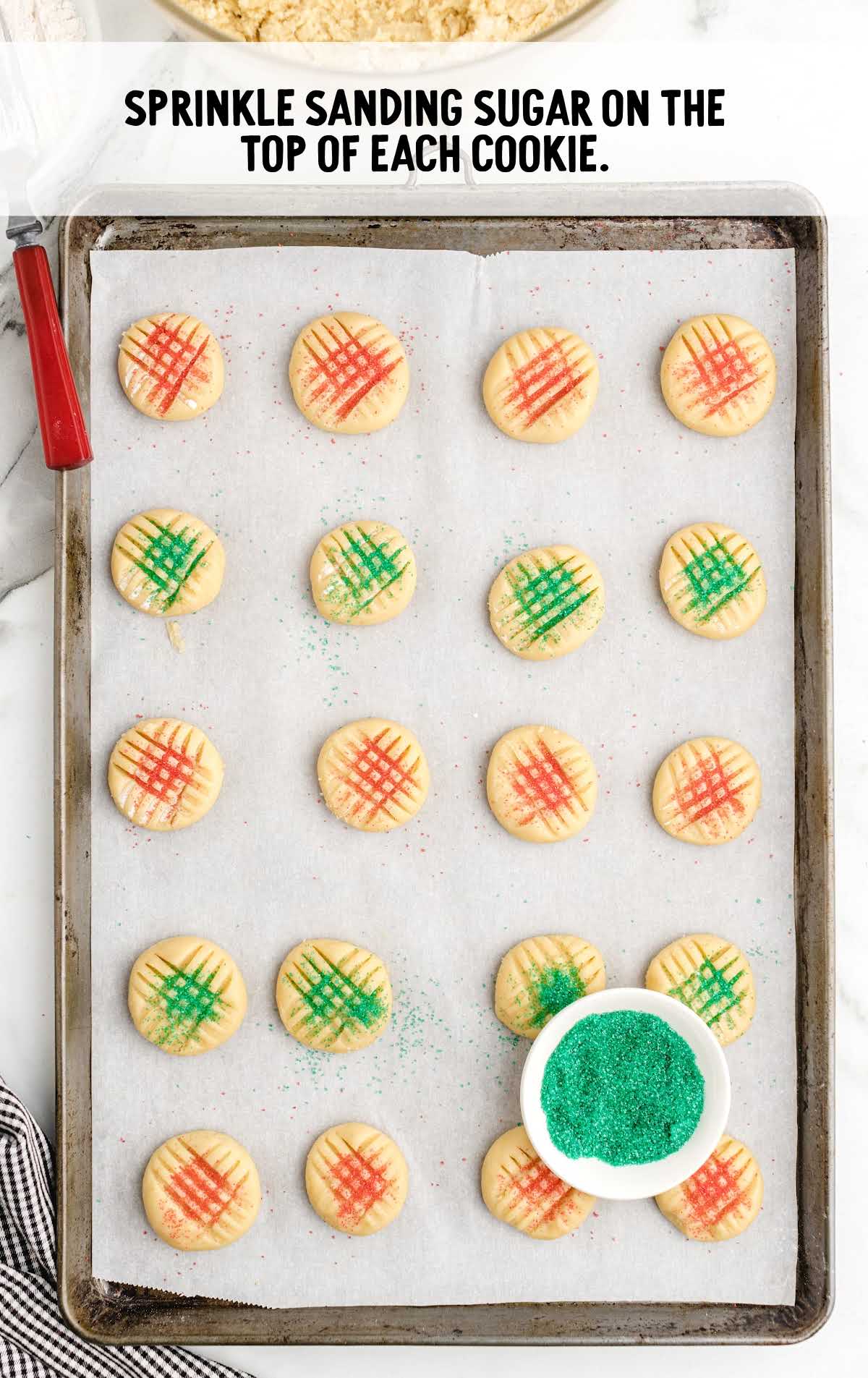 sanding sugar sprinkled on top of each cookie